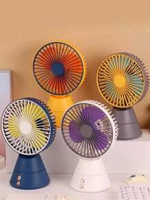 VENTILADOR PARA RECAMARA , CON  BASE DE CONO, Mini Ventilador Recargable, Ventilador De Escritorio Oscilante De 3 Velocidades, Ventilador De Escritorio Antideslizante Para El Hogar, Ventilador Ajustable Con Luz Para Verano, Clima Cálido - Multicolor - Ver 1
