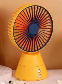 VENTILADOR PARA RECAMARA , CON  BASE DE CONO, Mini Ventilador Recargable, Ventilador De Escritorio Oscilante De 3 Velocidades, Ventilador De Escritorio Antideslizante Para El Hogar, Ventilador Ajustable Con Luz Para Verano, Clima Cálido - Multicolor - Ver 2