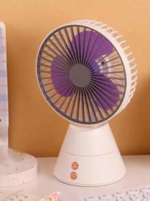 VENTILADOR PARA RECAMARA , CON  BASE DE CONO, Mini Ventilador Recargable, Ventilador De Escritorio Oscilante De 3 Velocidades, Ventilador De Escritorio Antideslizante Para El Hogar, Ventilador Ajustable Con Luz Para Verano, Clima Cálido - Multicolor - Ver 3