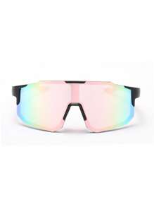 0150688630001-X9337 1pc Men's Pink Multi-Material Mechanic Mask Shape Fashion Glasses For Outdoor Cycling Sports (With EVA Case, Cleaning Cloth & Glasses Strap) Beach Accessories Glasses Shades Looks Street Style And Suit For Sweater Jacket Sweatshirt Hoodie Leather Pants And Cargo PantsY2K Festival For Summer Beach Vacation, Outdoor, Travel