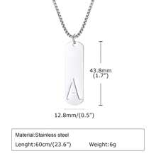 1pc Rectangle Tag English Letter Pendant Silver Tone 60cm Long Chain Necklace, Unisex - Silver - View 19