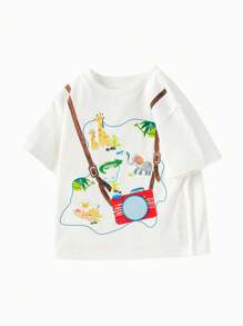 Balabala Kleine Jungen Kurzarm T-Shirt mit Cartoon Motiv, Sommer Oberteil - Weiss - Übersicht 4