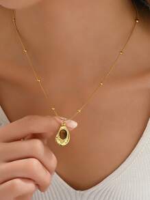 Thép không gỉ Hổ phách Vật rủ xuống Thời trang Dây chuyền Với Vàng 18K Mạ - Vàng - Xem 15