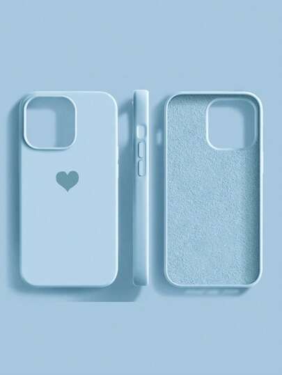 苹果液态硅胶心形设计手机壳，手感优质，防震防摔，适用于 15/14/13/12/11 系列，防水防刮