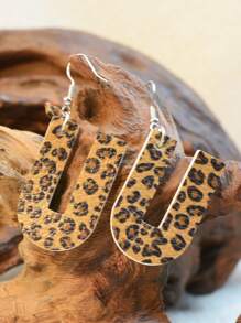 26入組西式老豹印花柔軟雙面皮革耳環,帶英文字母,適合女性 - 皮革耳環 - 查看 7