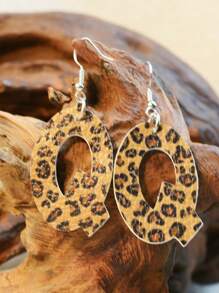 26入組西式老豹印花柔軟雙面皮革耳環,帶英文字母,適合女性 - 皮革耳環 - 查看 4