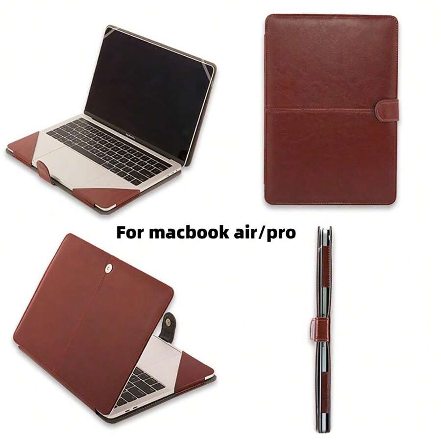 Protective Case Compatible With Apple Apple Laptop Air/Pro 13 Inch, High-End PU Leather Material (Brown/Black)