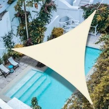 1 Set Waterproof Sun Shade Sail, Includes Stainless Steel Cable Ropes, Available In Triangle, Rectangle, Square Shapes, 98% UV Protection, Suitable For Outdoor Camping, Patio, Garden, Swimming Pool And More - Beige - View 11