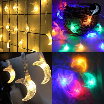 1入組1.5/3m 10/20led月亮形狀的串燈,浪漫的室內/室外裝飾led月亮燈