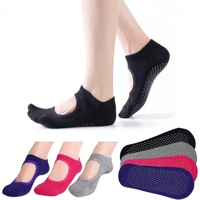 1 Pair Backless Non-Slip Yoga Socks, Women's Dotted Anti-Wear, Dance Socks, Breathable Sweat-Absorbent Odorless, Pilates Workout, Indoor Yoga Exercise Dedicated