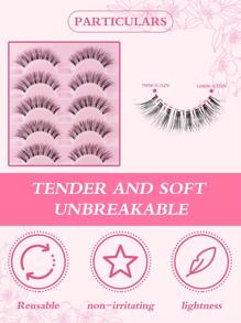 SANISHI 7 Pairs Natural And Fluffy Synthetic False Eyelashes With Clear Band, Reusable, Looks Like Soft Grafted Eyelashes For Easy And Repeated Application - Natural Lashes - View 2
