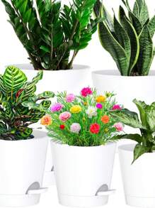 1pc Multifunctional Self-Watering Plastic Planter Pot For Desktop Garden, Slouchy Automatic Water Absorption Flower Pot