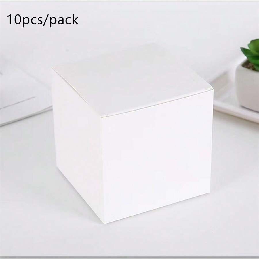 10 cái/gói Quà Tặng Hộp Vuông Nhỏ Màu Trắng Kẹo Mỹ Phẩm Điện Tử Phụ Kiện Bao Bì Hộp Quà Tặng,