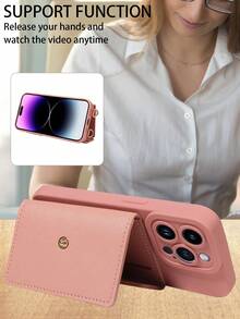1个多功能斜挎卡槽PU皮革手机壳，兼容 17 Pro Max、17 Pro、17 Air/Redmi - 粉色 - 查看 6