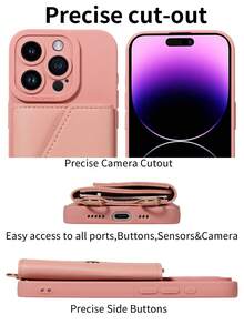 1个多功能斜挎卡槽PU皮革手机壳，兼容 17 Pro Max、17 Pro、17 Air/Redmi - 粉色 - 查看 5