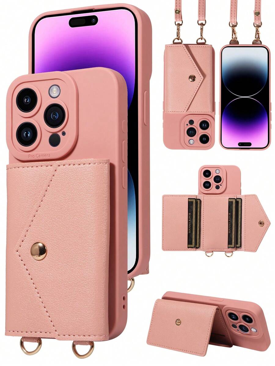 1个多功能斜挎卡槽PU皮革手机壳，兼容 17 Pro Max、17 Pro、17 Air/Redmi - 粉色 - 查看 1