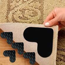 [12 Packs] Rug Pad Gripper, Double Sided Non-Slip Rug Pads Rug Tape Stickers Washable Area Rug Pad Carpet Tape Corner Side Gripper For Hardwood Floors And Tile - Black - View 3