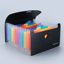 1pc A6 Size Invoice Organizer With 13 Pockets And Rainbow Pp Inner Pages - Black - View 3