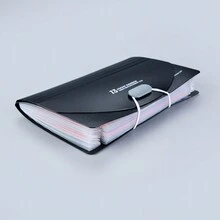 1pc A6 Size Invoice Organizer With 13 Pockets And Rainbow Pp Inner Pages - Black - View 6