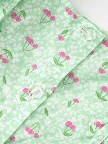 Balabala Girls' Summer Dress New Fashion Princess Dress Sweet Bubble Sleeve Floral Print - Green - View 4