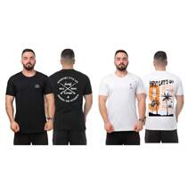 Kit 4 Camisetas Masculinas Gola Redonda Várias Estampas Slim Fit