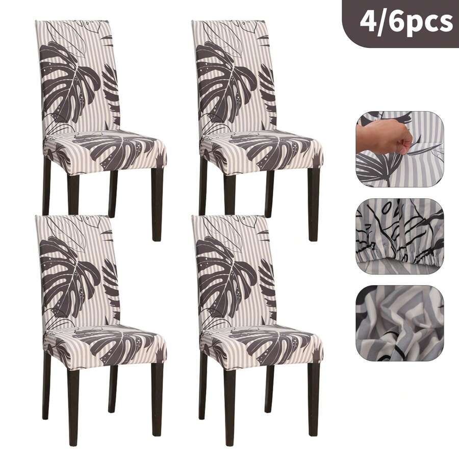 4/6 chiếc Đàn hồi Trơn Tơ sữa Quả chuối Hoa văn lá In Bao ghế , phổ cập Có thể điều chỉnh Cao Trở lại Bọc ghế có tựa lưng Đối với Nhà  , Châu Âu và Châu Mỹ - Nhiều màu - Xem 1