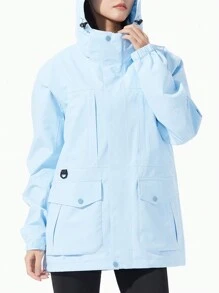TECTOP Women's Ski Jackets Hooded Raincoat Waterproof 8000/5000mmH2O With 4 Pockets Warm Winter Snow Coat Mountain Windbreaker - Baby Blue - View 7
