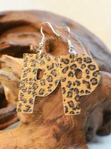 26入組西式老豹印花柔軟雙面皮革耳環,帶英文字母,適合女性 - 皮革耳環 - 查看 17