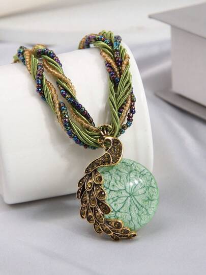 1pc Fashionable Style Peacock Shaped Pendant Personalized Chain Necklace For Women