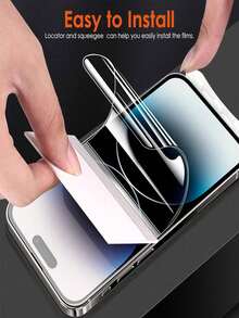 [4 Pack] 2 Pcs Privacy Soft Hydrogel Film (Not Tempered Glass) + 2 Pcs Camera Lens Protective Film Compatible With IPhone - Clear - View 7