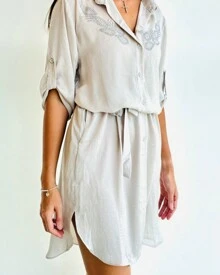 CHEMISE VESTIDO ACETINADO C/ PEDRARIAS GELO