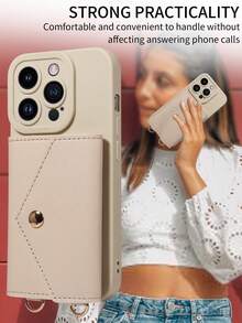 1件装多功能肩带PU皮革手机壳，带卡槽，兼容 17 Pro Max、17 Pro、17 Air等。 - 米色 - 查看 7