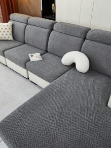 1pc Thickened Green Sofa Cushion Cover With Star Pattern - Dark Grey - View 4