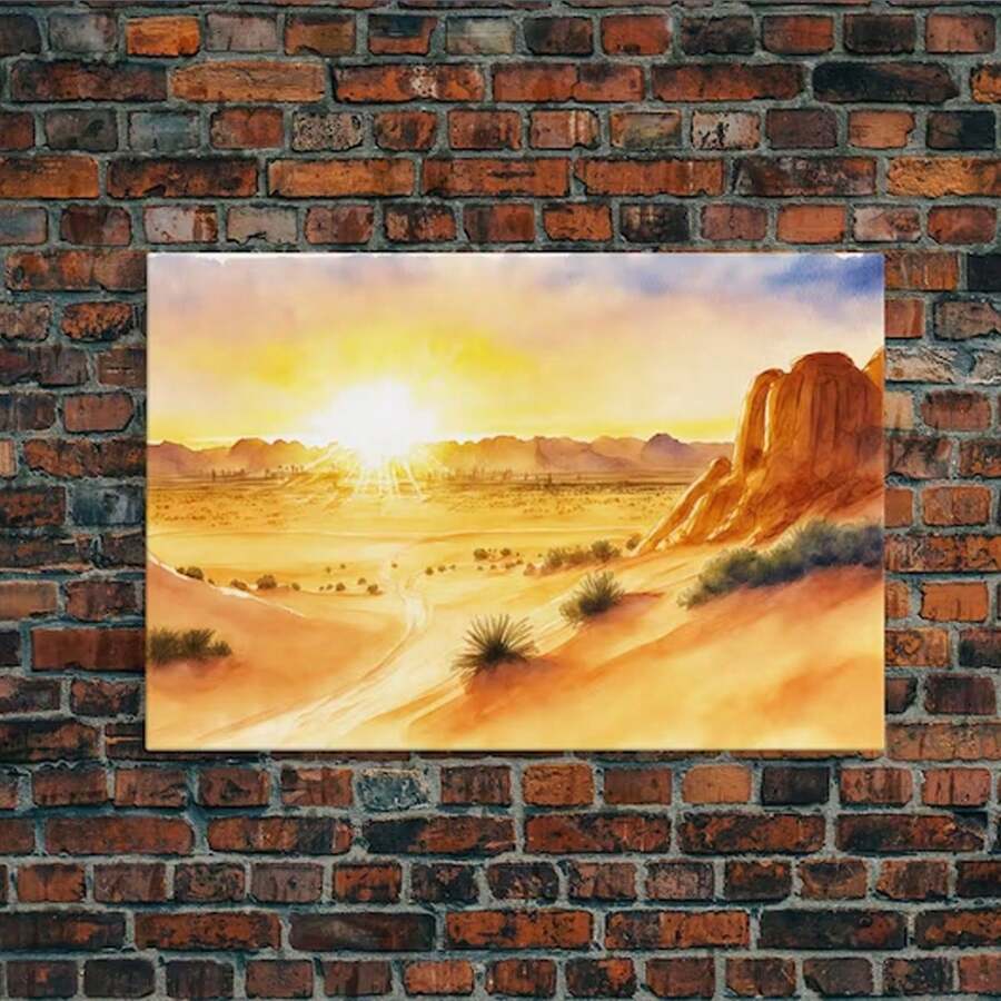 1pc Watercolor Arizona Desert Landscape, Original Painting Print