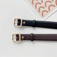 1pc Women's Multicolor Belt For Jeans, Versatile Korean Style Minimalist Black Belt With Small Gold Buckle For Fashionable Vintage Decoration Fit For Daily Wear Summer, School