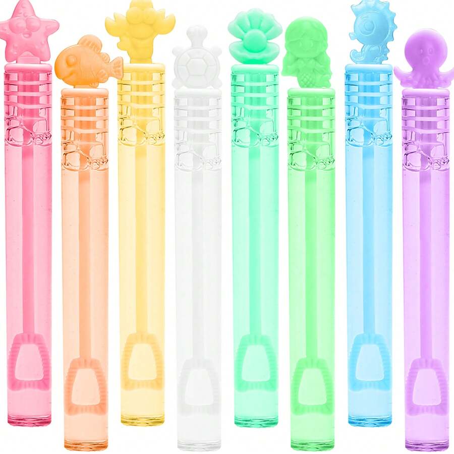24入組8種顏色預先灌裝泡沫,兒童派對小禮物,迷你泡泡棒,美人魚玩具大量兒童玩具,乒乓球裝置,好禮袋填充物,學校課堂獎勵,夏季戶外,男女孩子禮物