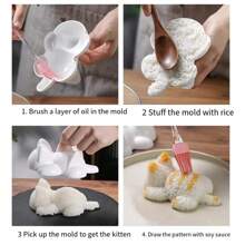 1 Pieza Molde De Bola De Arroz En Forma De Gato Lindo Y Molde De Lodo De Patata / Calabaza Pp - Blanco - Ver 7