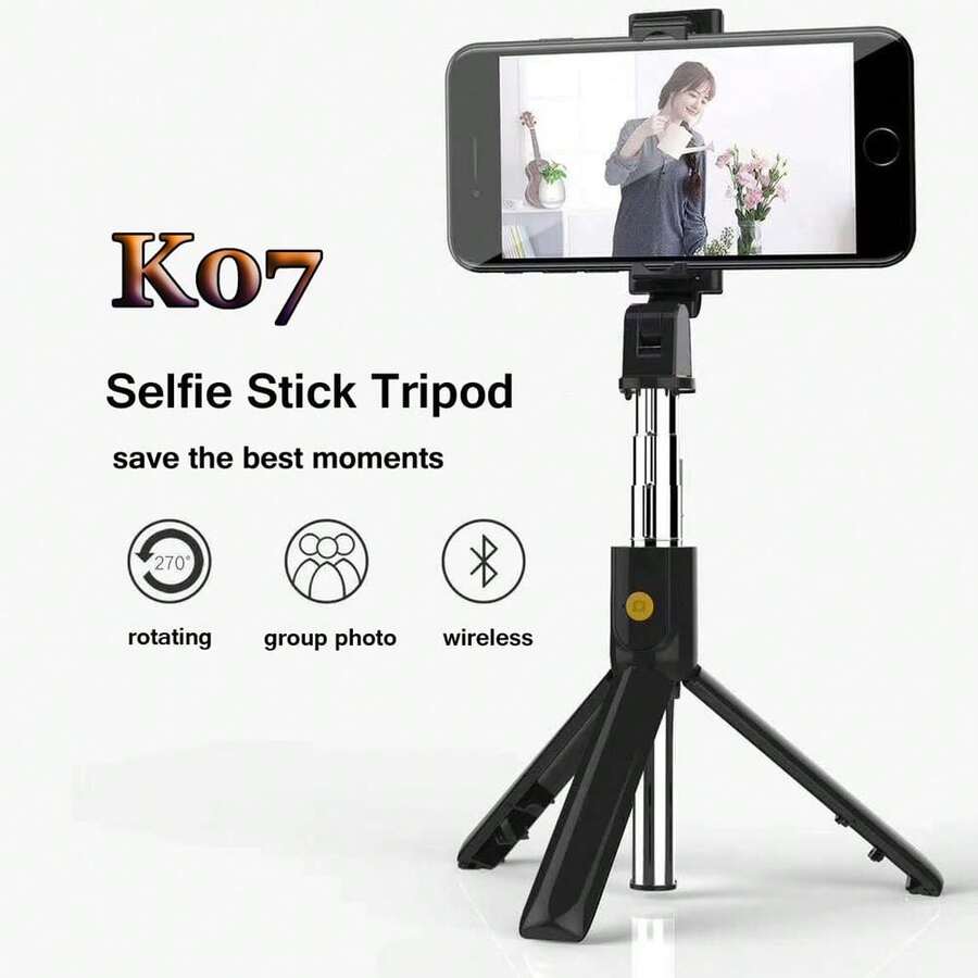 Selfie Stick & Live Streaming Phone Holder & Tripod & Handheld Anti-Shake Stabilizer Integrated All In One Universal Compact Telescoping Stand For Travel, Photography With Remote Control - White - View 1