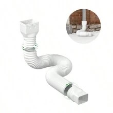 1pc White Flexible Downspout Extension Connector For Rain Gutter, Drain Extender Pipe Connector - White - View 4