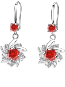 Elegant Blue Snowflake Design Water Drop Zirconia Earrings