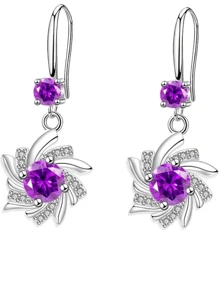 Elegant Blue Snowflake Design Water Drop Zirconia Earrings