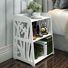 LIVINGANDHOME Living And Home Rustic Small White Bedside Table,Sofa Table,Coffee Table,Side Table -Multipurpose Nightstand And End Table For Living Room, Bedroom, Home Office - 白色 - View 2