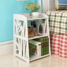 LIVINGANDHOME Living And Home Rustic Small White Bedside Table,Sofa Table,Coffee Table,Side Table -Multipurpose Nightstand And End Table For Living Room, Bedroom, Home Office - 白色 - View 4