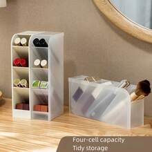1入組口紅收納盒,桌上化妝品收納,化妝刷分隔收納盒 - 米色 - 查看 3