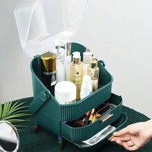 LIVINGANDHOME 14 Colors Multi-Function Makeup Storage Case, Cosmetics Organizer, Jewelry Organizer Case, Finishing Box, Makeup Storage Box, Cosmetic Box, JewelryBox, Makeup Organizer, Makeup Storage Organizer,Cabinet Decorative - Dark Green - View 10