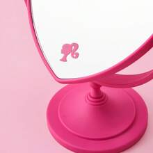 Miniso Espejo cosmético de sobremesa con diseño de corazón de doble cara de la Colección Brillante de Barbie - Rosa - Ver 4