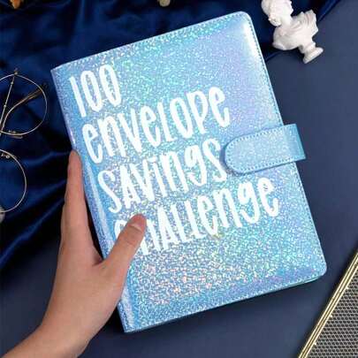 1pc 100 Envelope Challenge Binder For Saving Money With Cash Storage And Record-Keeping Function