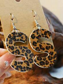 26入組西式老豹印花柔軟雙面皮革耳環,帶英文字母,適合女性 - 皮革耳環 - 查看 12