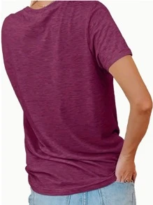 Women T-Shirts - 酒紅色 - 查看 2