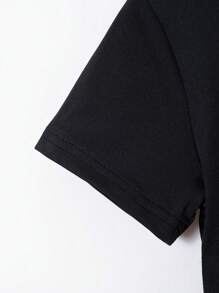 T-shirt Girocollo Stampata A Maniche Corte Da Ragazzo Con Immagine Di Trattore Per Un Look Casual - nero - Visualizzare 5